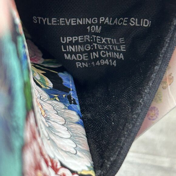 Johnny Was Evening Palace Slide Women's 10 Black Floral Flip Flop Shoe NWT - Picture 8 of 8